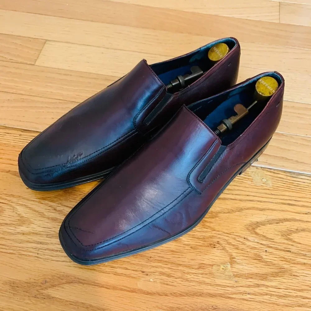 Magnanni Cognac Brown Leather Penny Loafers Size 9.5 M